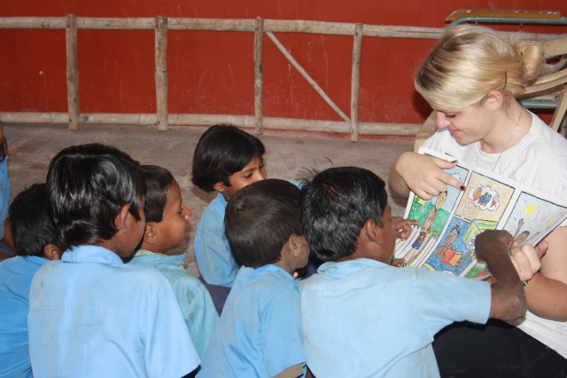 Teaching primary school children in India